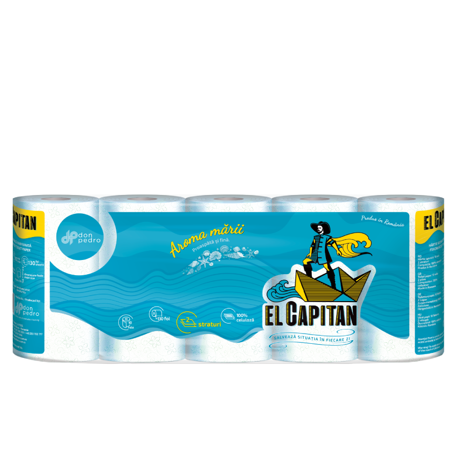 El Capitan – Hârtie igienică - 2 straturi - 10 role - aroma mării