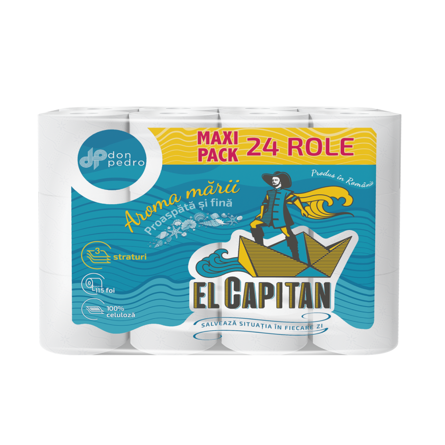 El Capitan – Hârtie igienică - 3 straturi - 24 role - aroma mării