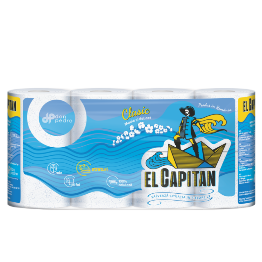 El Capitan – Hârtie igienică - 3 straturi - 8 role - clasic